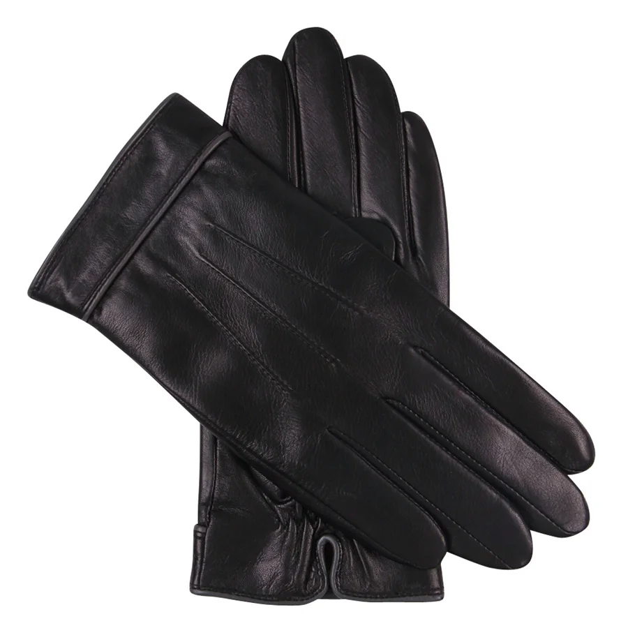 Leather Gloves Men'S Winter Sheepskin Plus Velvet Thickening Driving Autumn And Winter Warm Waterproof Touch Screen M17001C-5