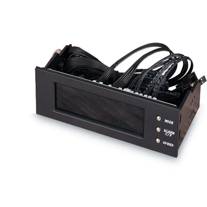 5,25-дюймовый компьютерный контроллер скорости вентилятора охлаждения ПК на передней панели рабочего стола с 3 датчиками температуры ЦП и ЖК-цифровым дисплеем.