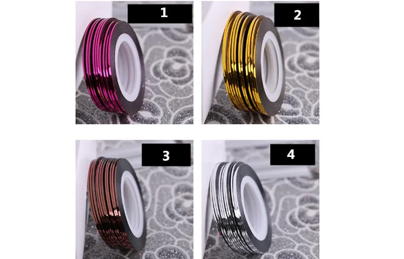 1 цвет/ролик Блестящая лента для ногтей многоцветная полоска клейкая подкладка