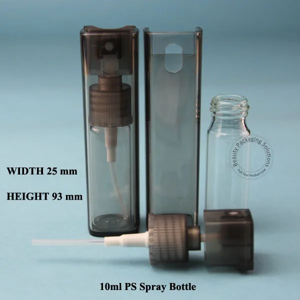 Стеклянный флакон для духов 10 мл с серым квадратным насосом распылитель 1/3 унции