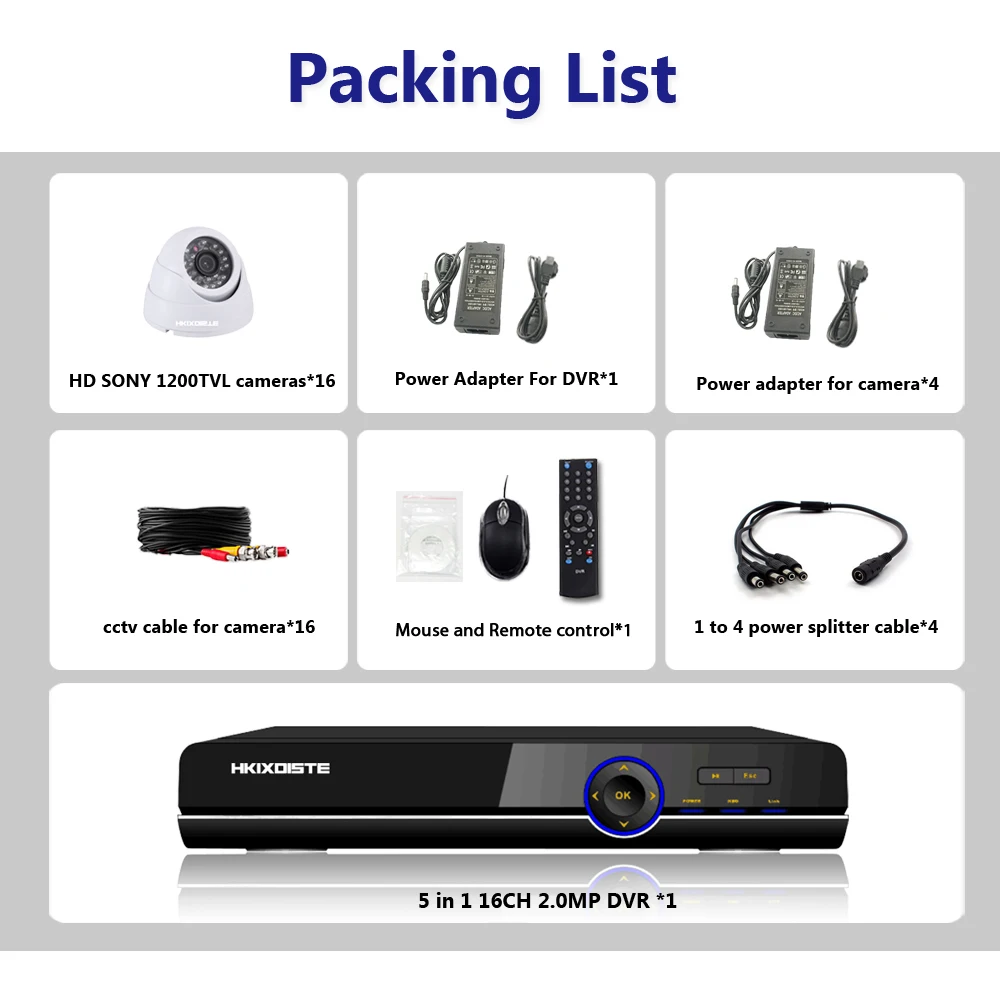 Камера видеонаблюдения hkixdiche камера ночного видения 16 каналов AHD 1080P DVR Sony 1200TVL HD HDMI