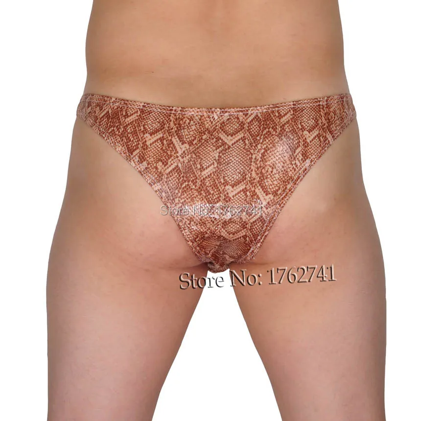 Сексуальные мужские трусы бикини с мешочком для пениса Змеиный узор сексуальное