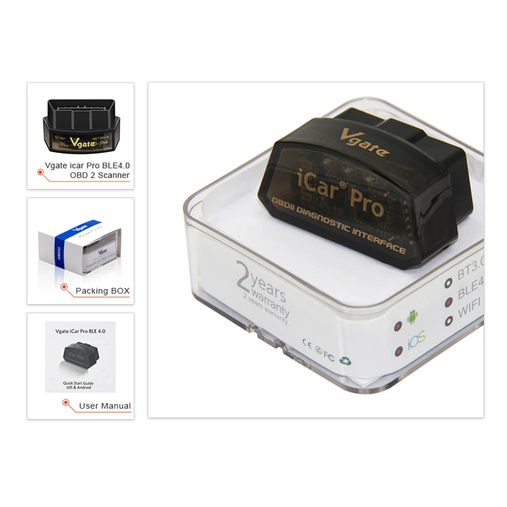 Vgate Icar Pro ELM327 V2.1 OBD2 Bluetooth диагностический сканер ELM 327 Автомобильный диагностический инструмент OBD2 сканер для SAE J1850 ELM327 V1.5