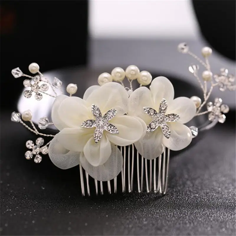 Гребни для невесты листва цветочный головной убор ручной работы девочек стразы