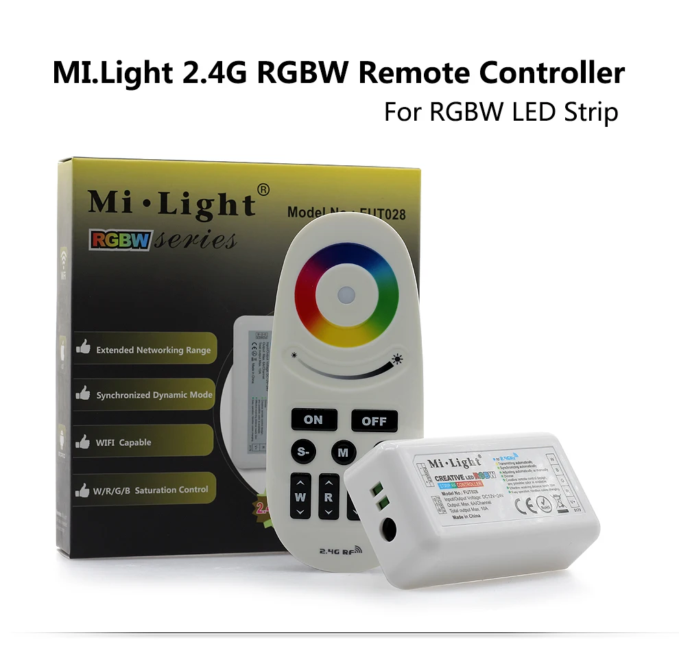 FUT028 Mi. Светильник 2,4G RF светодиодный RGBW контроллер для RGBW светодиодной ленты. DC12-24V передача и групповая Синхронизация