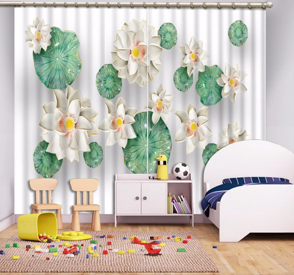 

High Quality Costom Beautiful Photo flower curtain home bedroom decoration