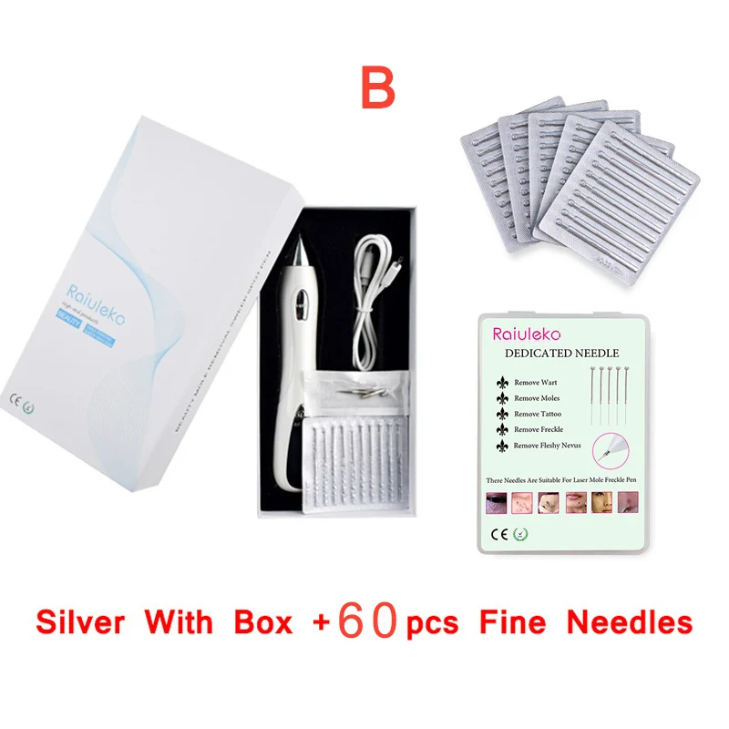 Silver With Box Точечный ластик для ухода за кожей, ручка для удаления молей, ЖК-дисплей, лазерная машинка для удаления веснушек и татуировок, метка на кожу бородавки, точечная ручка, устройство для красоты - Цвет: Silver With Box