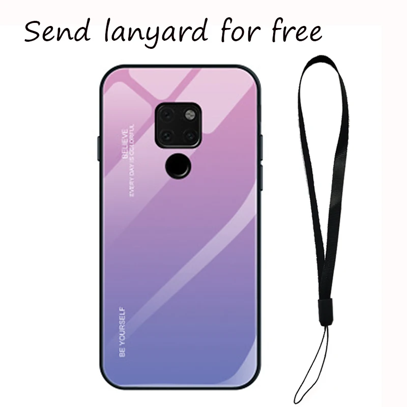 Градиентный чехол из закаленного стекла для телефона Huawei P20 Lite P30 Pro Mate 20 Honor 8X 9 10