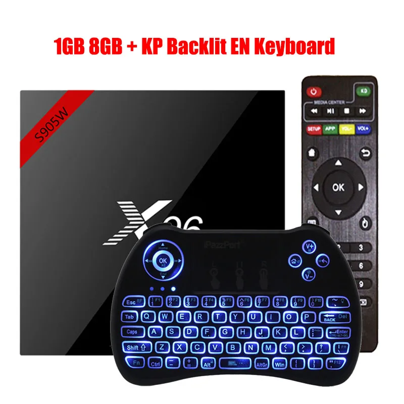 1G 8G KP Backlit EN X96 X96W Android 7,1 ТВ-приставка мини-приставка ТВ Amlogic S905W 1+ 8G 2+ 16G Поддержка bluetooth 2,4 ГГц WiFi HD 4K медиаплеер телеприставка - Цвет: 1G 8G KP Backlit EN