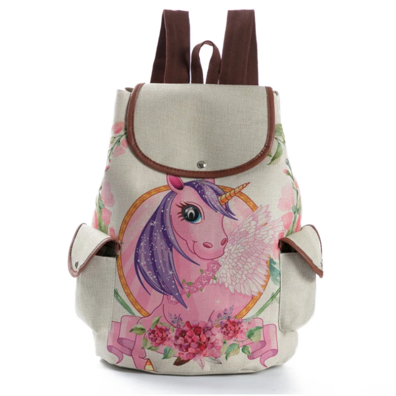 Рюкзак с единорогом Дизайн одежды милый Единорог печати полотняные рюкзачки для