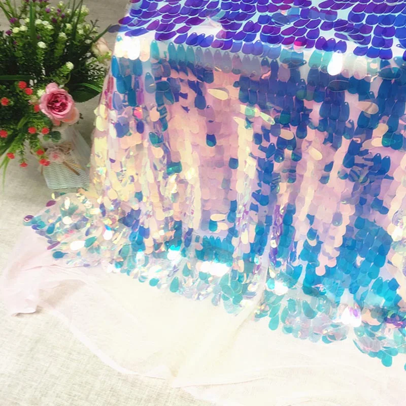 60x130cm 60*130 см овальные переливающиеся вечерние одноразовые скатерти для свадьбы, дня рождения, Рождества, дома, сделай сам, вечерние скатерти с изображением русалки - Цвет: 60x130cm
