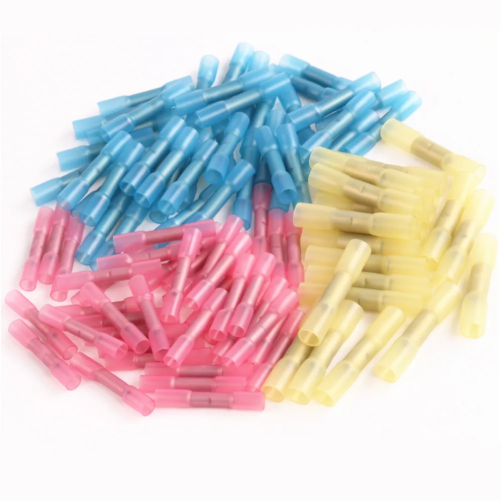 100Pcs 100 шт./компл. Водонепроницаемый термоусадочные; 3 размера; обжимных разъёмов, коннекторов для изолированный Электрический провод кабель Разъемы для 22-10 AWG - Цвет: 100Pcs
