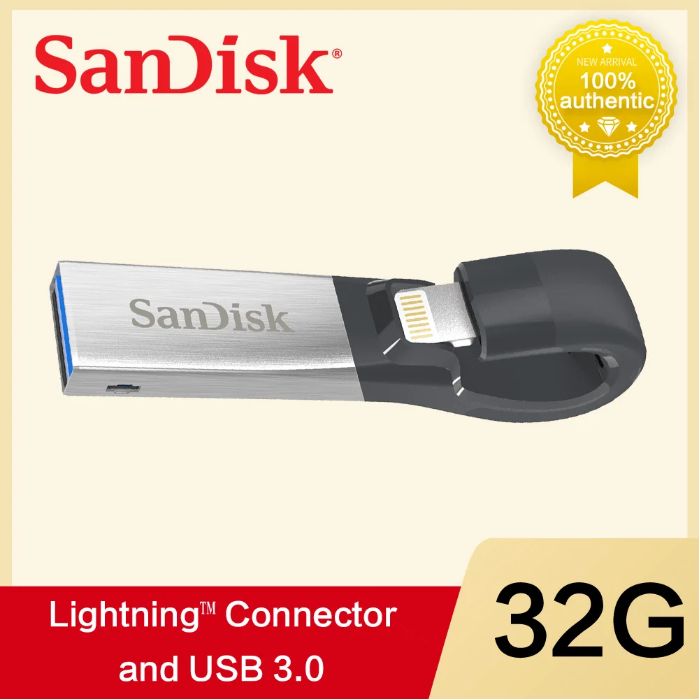 Sandisk USB флэш накопитель 32 Гб 64 ГБ для iPhone Lightning металлический U диск карта памяти 128