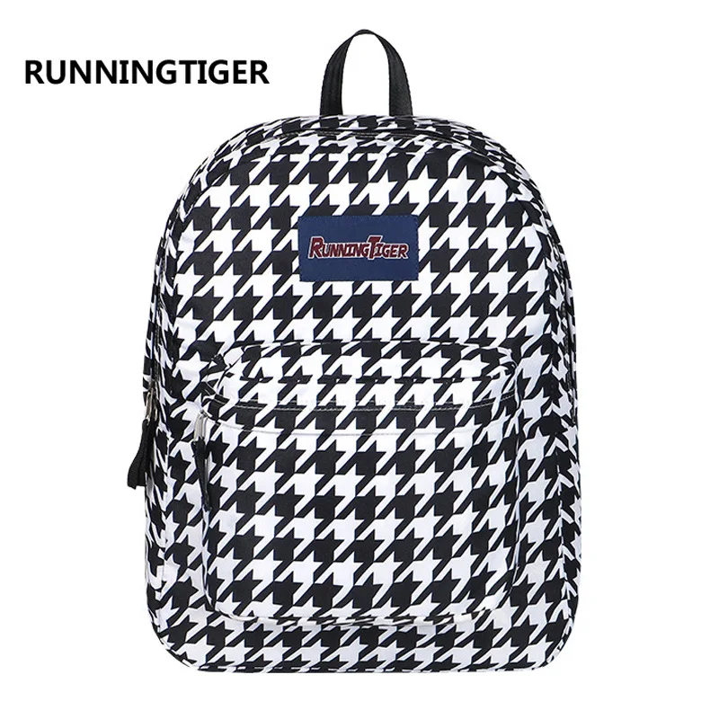 

Fashion Houndstooth Women Backpack Casual Daypack Rucksack Schoolbag for Girls Teenagers School Bags Backpack Female Back Pack