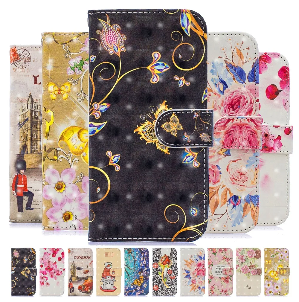 3D роскошный чехол для телефона кошелек со слотом карт с цветами кожаный Redmi 5 5A Plus 6