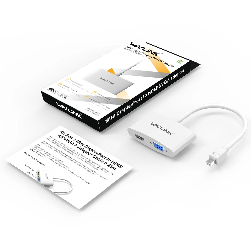Wavlink Мини Дисплей Порты и разъёмы для адаптер HDMI VGA портом Thunderbolt 2 0 конвертер Full HD 4
