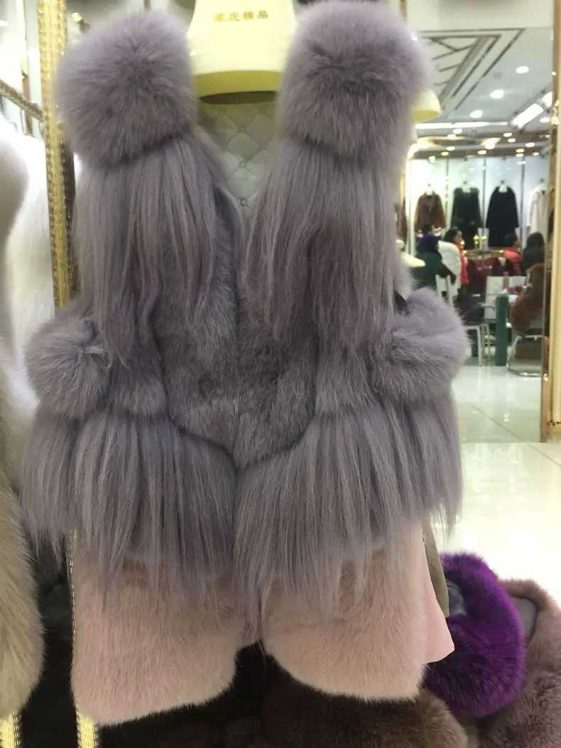 FXFURS Новый женский жилет из натурального Лисьего меха 100% Оптовая продажа