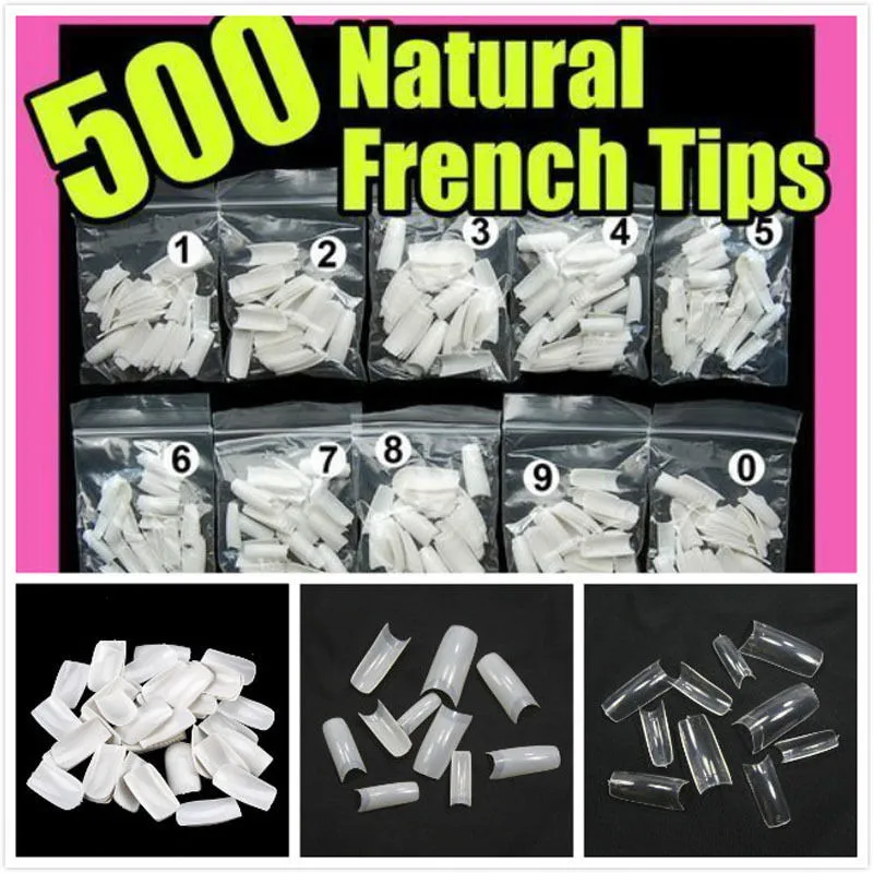 500 шт./компл. акриловые французские дизайнерские искусственные накладные ногти с