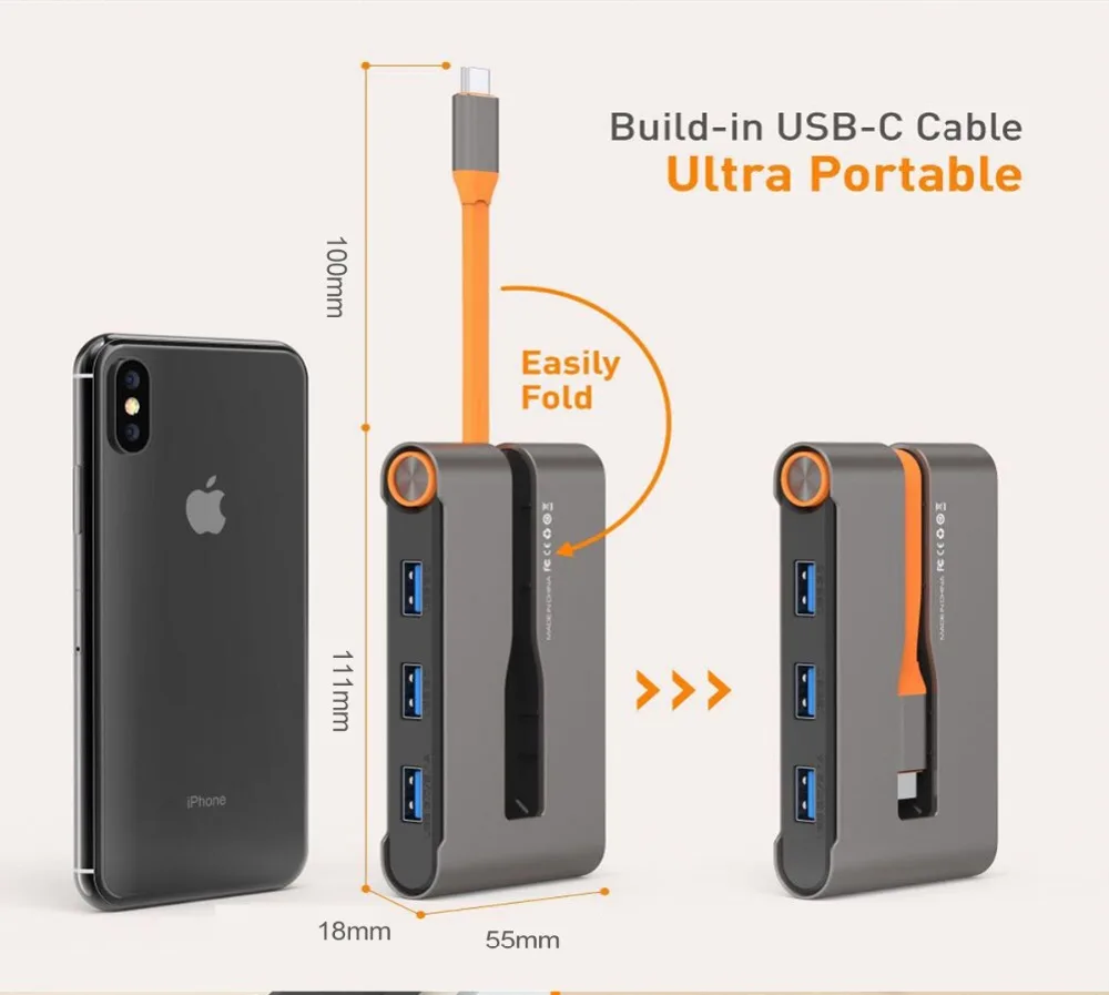 James Donkey 7 в 1 USB C концентратор Thunderbolt 3 концентратор Универсальная док-станция для ноутбука с HDMI/VGA и Gigabit Ethernet для Apple