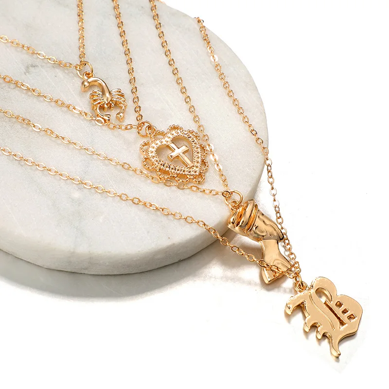 trendytime new bohemian geometric gold fash multi layer pendant necklace for women jewerly fashion cross charm chain | Украшения и