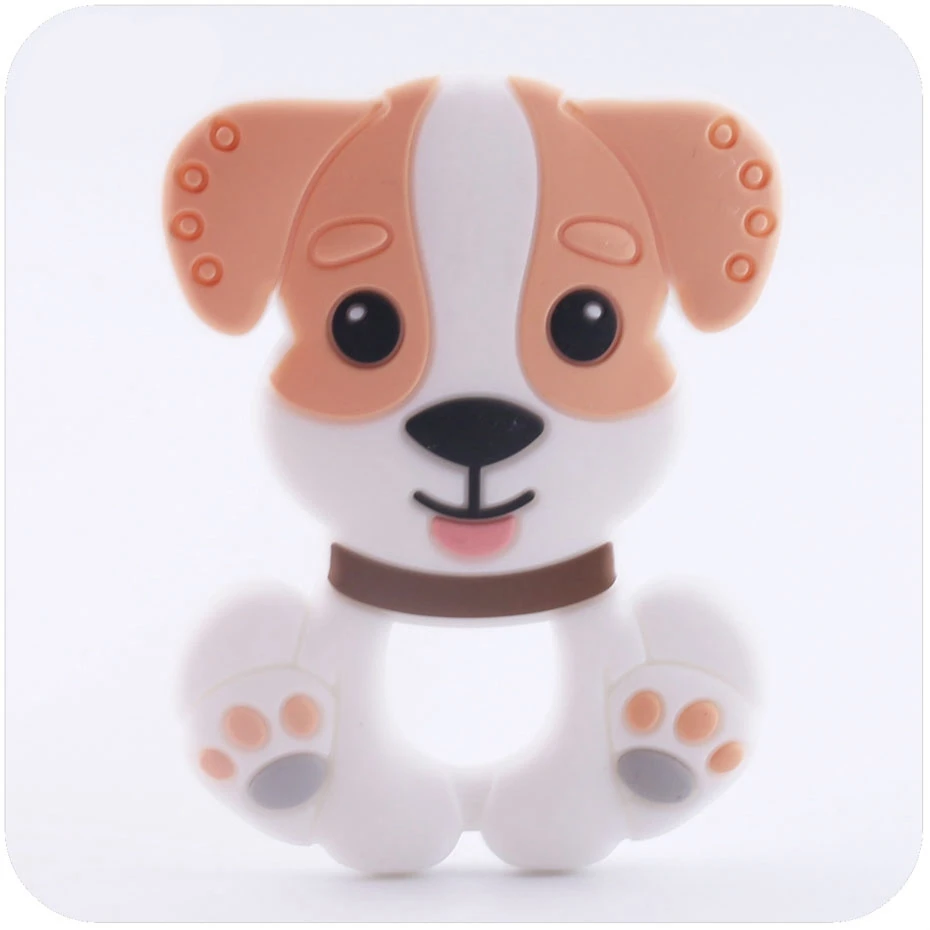 Orange Dog 1 шт., силиконовый Прорезыватель для зубов, собачка, миниатюрный стержень, подвеска для кормления, ожерелье, подвеска, пищевые силиконовые бусины, грызун, детские игрушки для укуса, bopobo - Цвет: Orange Dog