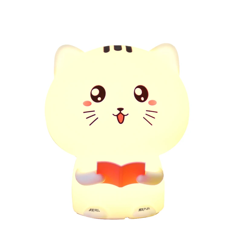 Happy Cat Pat Ночные светильники с животными, ночным фонариком, с функцией записи, хороший подарок на день рождения для детей - Испускаемый цвет: Happy Cat Pat