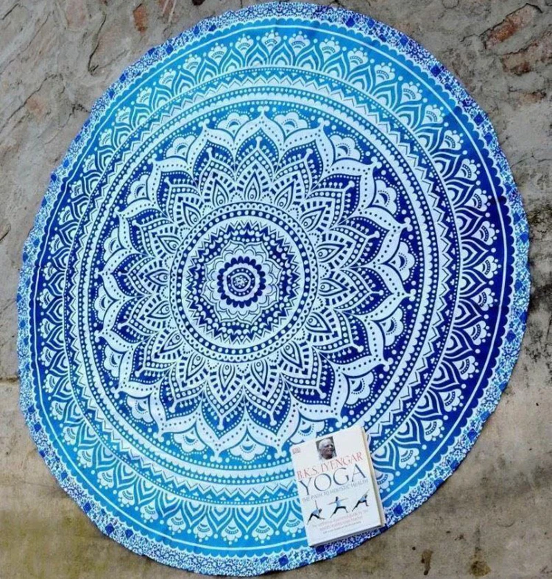 Индийский Винтаж Круглый гобелен настенный пляжный пледы полотенце Йога коврик