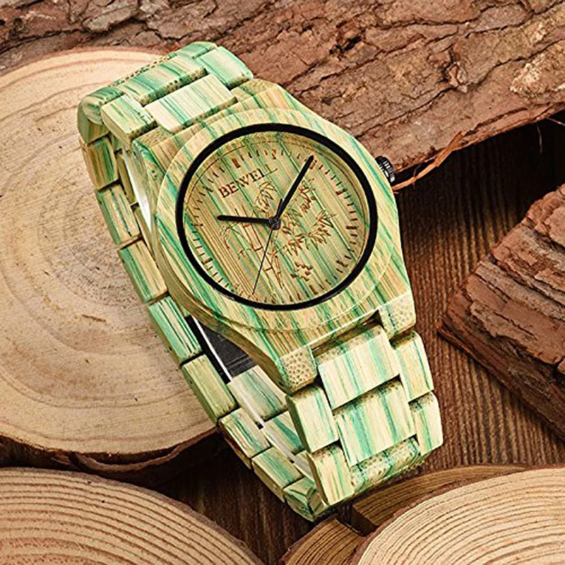 Часы BEWELL женские наручные из бамбукового дерева брендовые Роскошные модные с