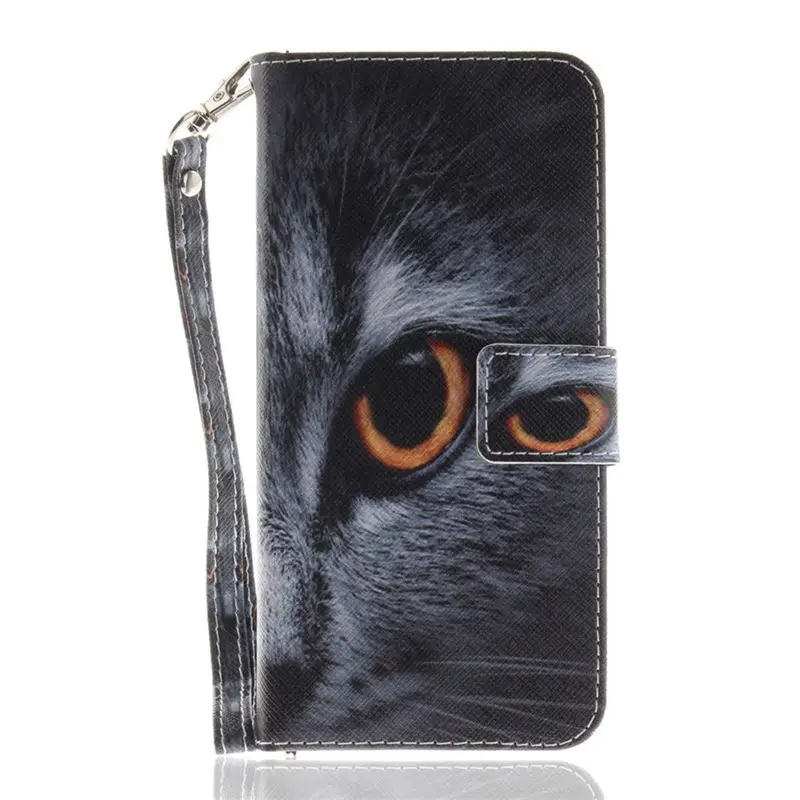 Half Face Cat Чехол для Apple iPhone X Xs Max Xr 6 6 s 7 8 Plus 5 5S SE чехол Модный волк Лев кошелек Подставка Кожаный силиконовый держатель Чехол P26G - Цвет: Half Face Cat
