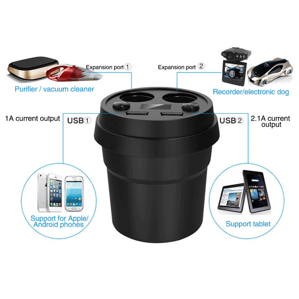 Новая черная чашка Авто Автомобильное USB зарядное устройство двойной ремень для