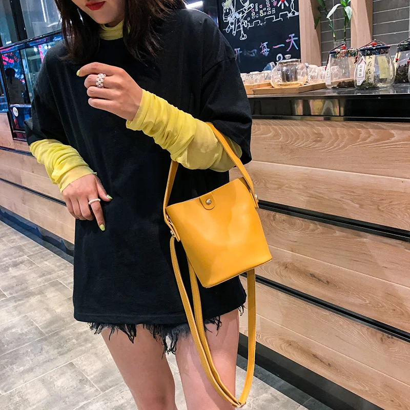 Модные женские кожаные вместительные Сумки мешки однотонные дамские сумочки с