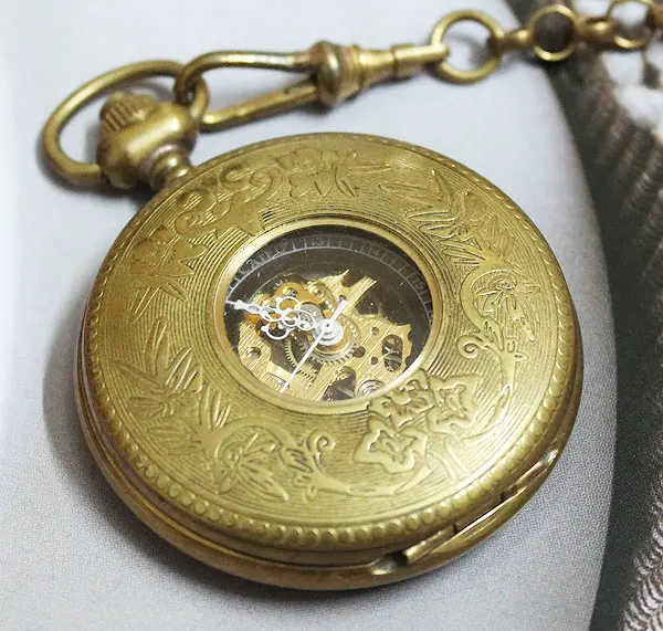 

Copper Classic Skeleton Antique Mechanical Pocket Watch NEW