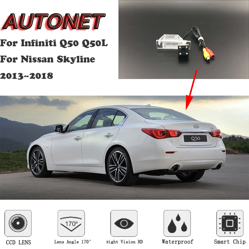 

AUTONET Backup Rear View camera For Infiniti Q50 Q50L For Nissan Skyline 2013~2018 CCD/HD Night Vision license plate Camera