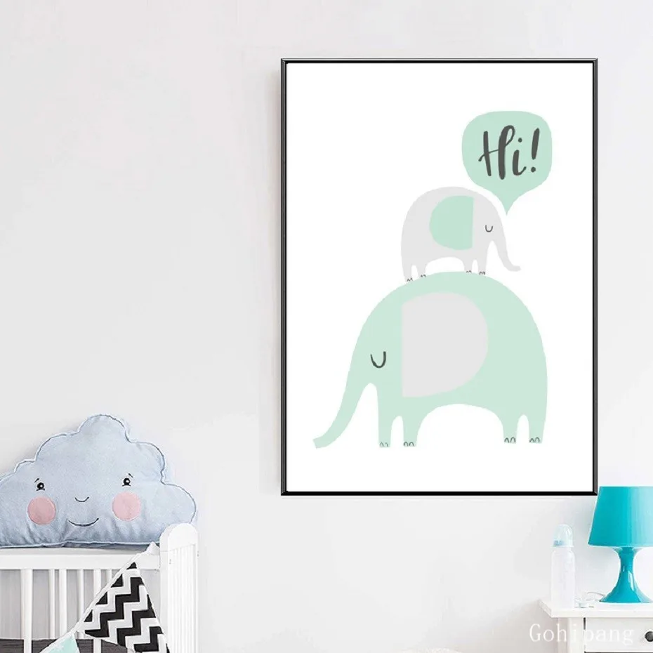 Мятно зеленое украшение для питомников в лесу минималистское полотно постеры с