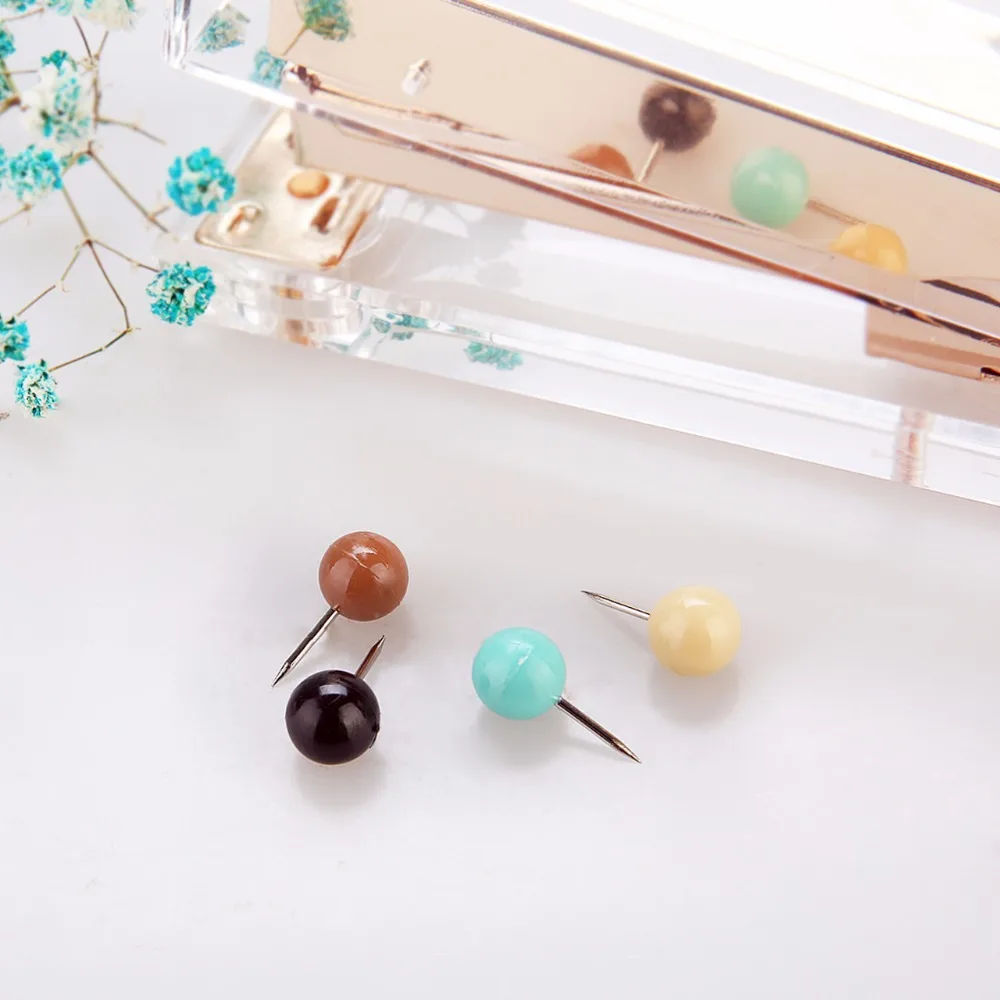 JIANWU/Light blue series Lovely and exquisite colour Thumbtack circular Push Pin Office lady style stationery set | Канцтовары для