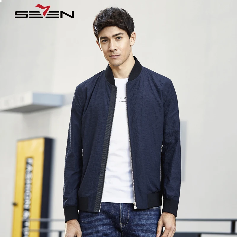 Мужская бейсбольная куртка Seven7 повседневная однотонная приталенная с