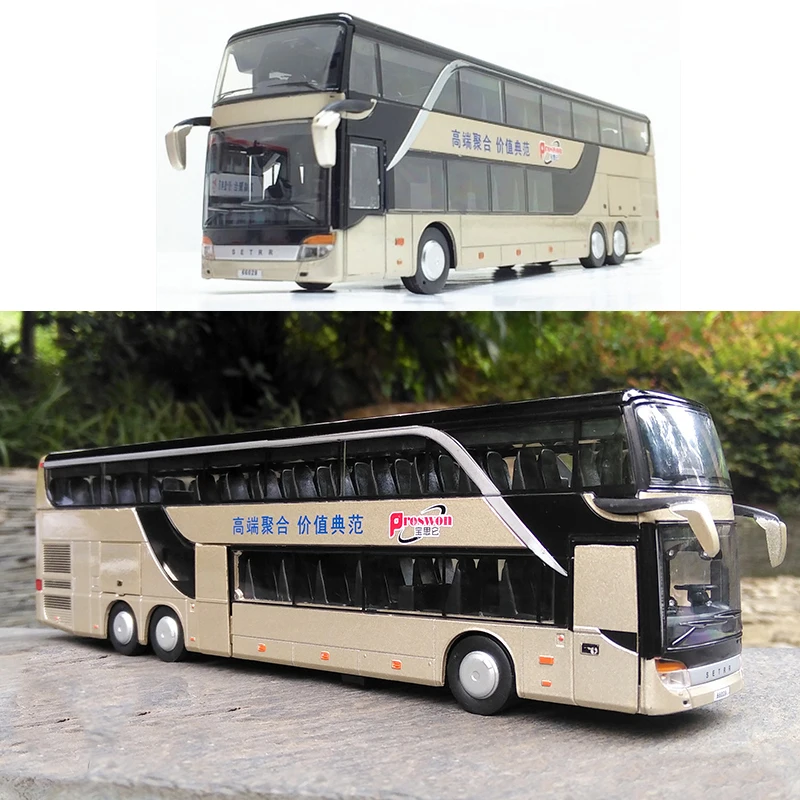 Sale High quality 1:32 alloy pull back bus model high simitation Double sightseeing Sound Light toy vehicle kids toys |