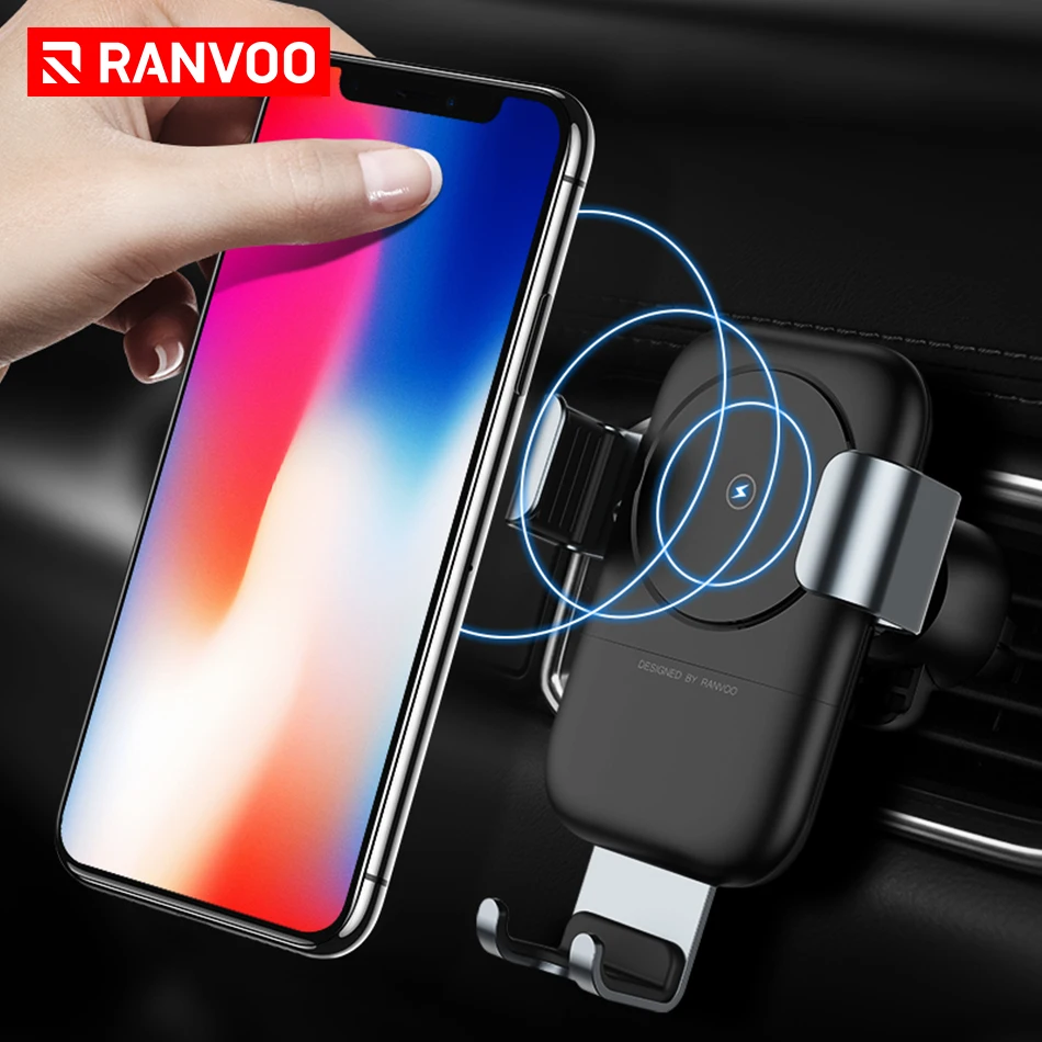 RANVOO автомобильное крепление Ци Беспроводное зарядное устройство для iPhone X 8 10 Вт
