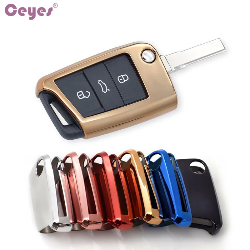 Чехол для автомобильного ключа Ceyes из ТПУ Skoda Octavia A5 Fabia VW Polo Golf Passat Seat Ibiza Leon