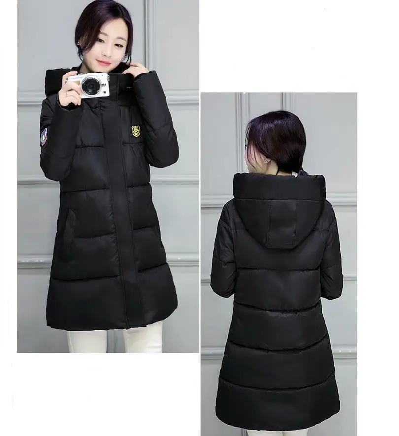 

Women Winter Cotton Liner Parkas Outwear Long Style Winter Jacket Solid Color Zipper Warm Fashion Down Cotton S 2XL Outwear G66