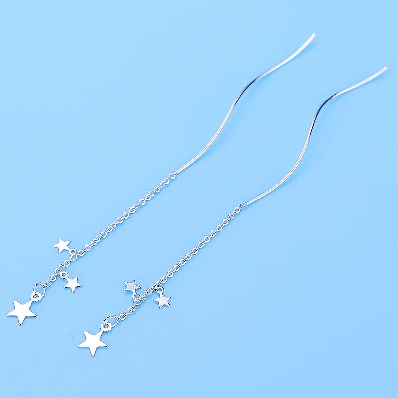 Fashion Women Earrings 2019 Cute Metal Star Water Wavy S Type Ear Line For Accessories Long Dangle Gift | Украшения и аксессуары