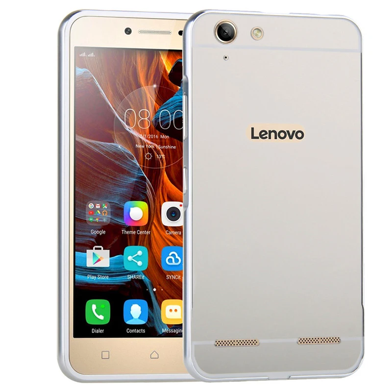 Чехол Lenovo Vibe K 5 K5 Plus с металлической рамкой и зеркальной задней крышкой жесткий