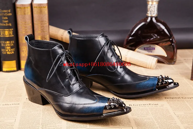 Choudory Botas militares hombre модные ковбойские сапоги мужские с заклепками на высоком