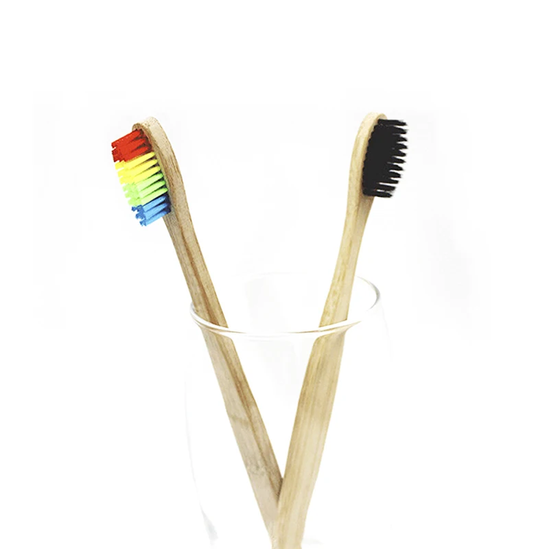 

4 Colors Soft Bristle Environmentally Wood Bamboo Toothbrush Wholesale Environment Wooden Rainbow Bamboo Toothbrush Oral Care