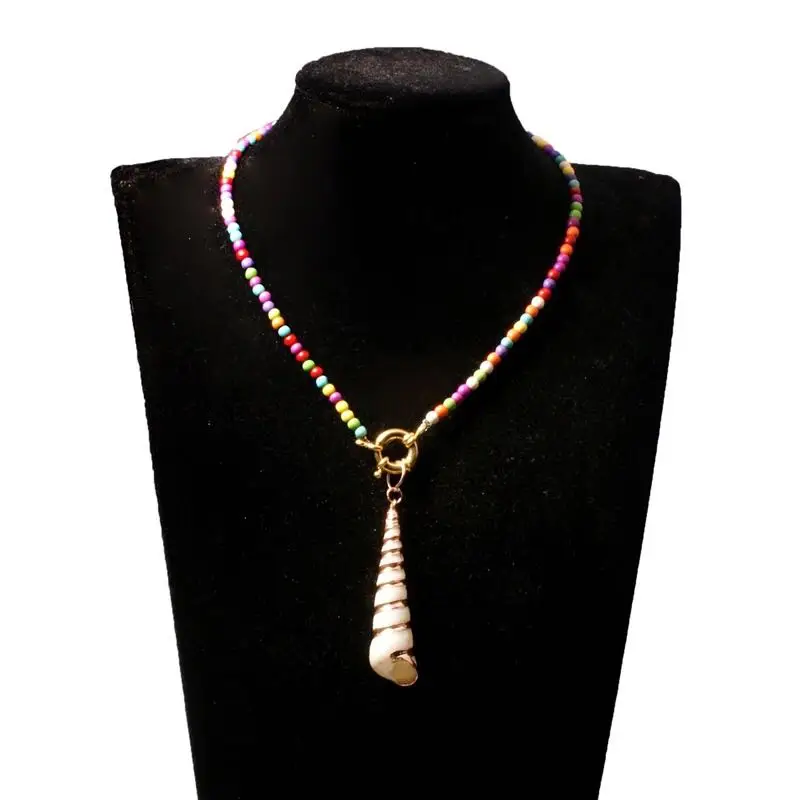 Натуральные Бусы в паре с раковиной серии колье Уникальный дизайн богемный стиль