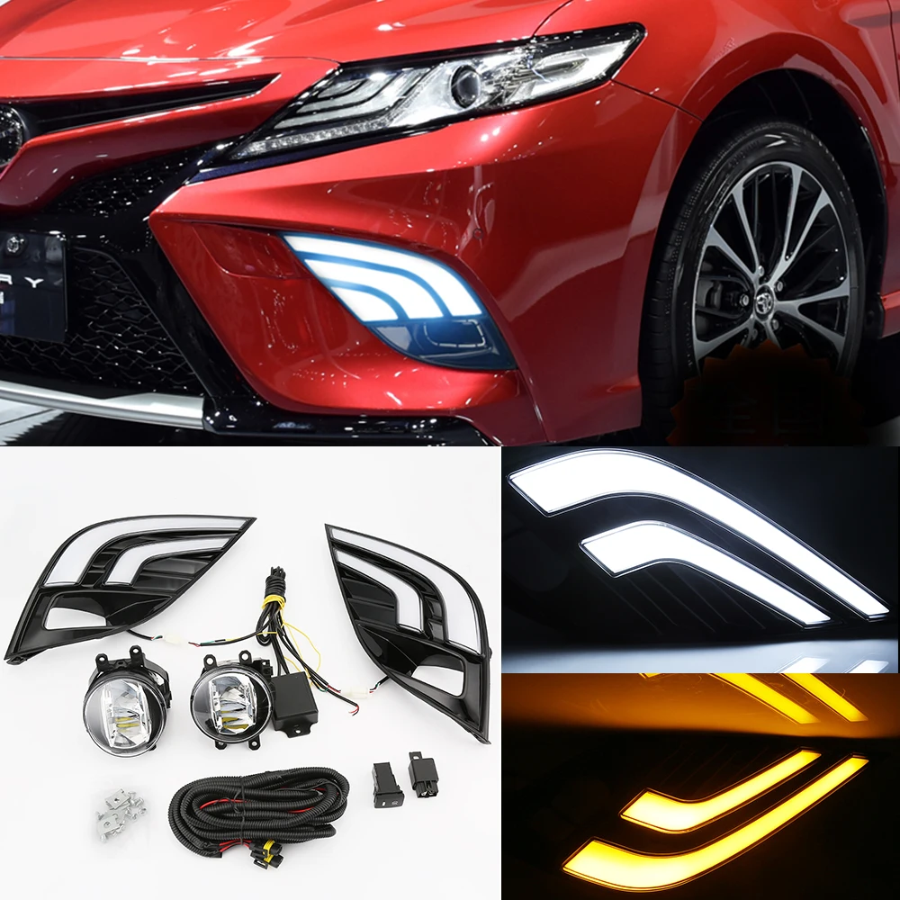 Автомобильный ходовой светильник s drl, Светодиодный дневной ходовой светильник для toyota carmy, желтый, белый, синий, дневной ходовой светильник s для camry SE XSE