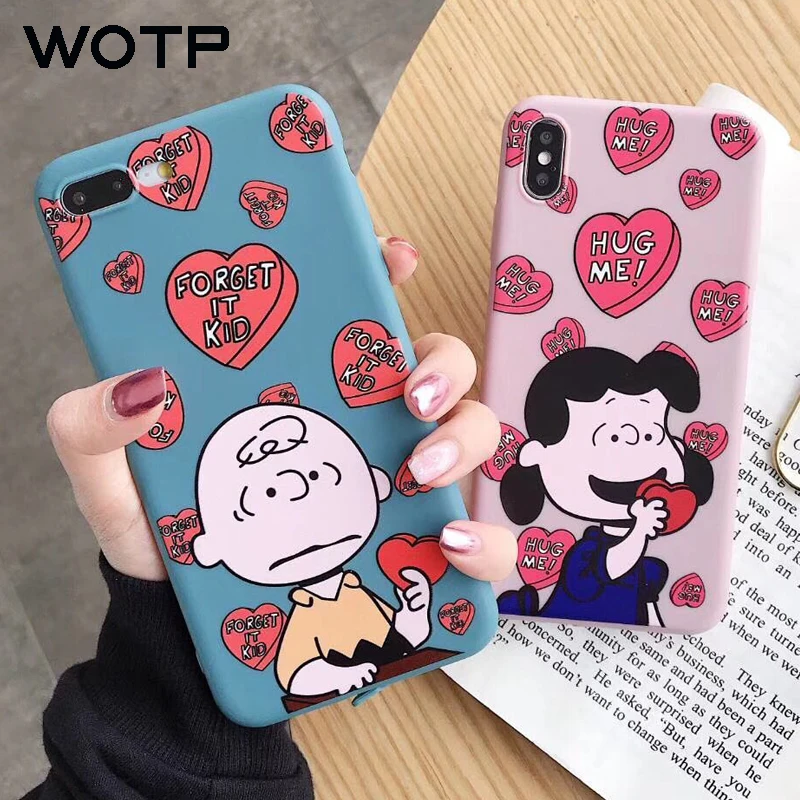 WOTP пара милая мультяшная Любовь Сердце чехлы для iPhone XS Max XR INS мягкий TPU X 6 S 7 8 Plus