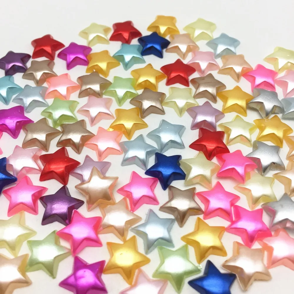 100 шт. 10 мм Смешанные жемчужины Смола звезда с плоским основанием Кабошоны