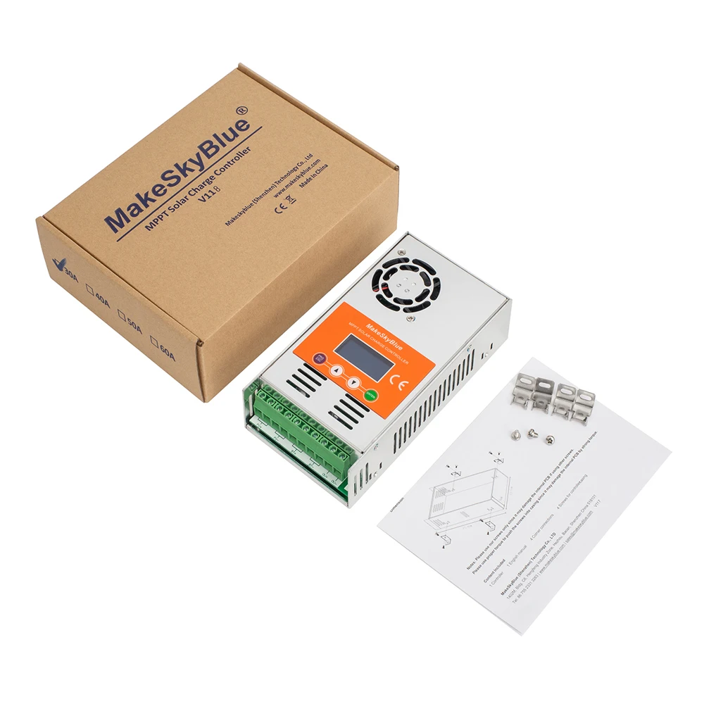 MakeSkyBlue MPPT Контроллер заряда для фотоэлектрических систем 30A 40A 50A 60A версия V118 ЖК-дисплей Дисплей для детей возрастом от 12V 24V 36V 48V DC Батарея регулятор MPPT
