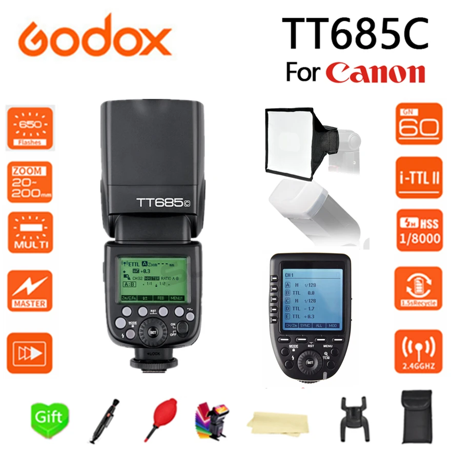 Godox TT685C TT685N TT685S TT685O TT685F HSS TTL Вспышка Speedlite + XPRO C/N/S/F/O передатчик для цифровой